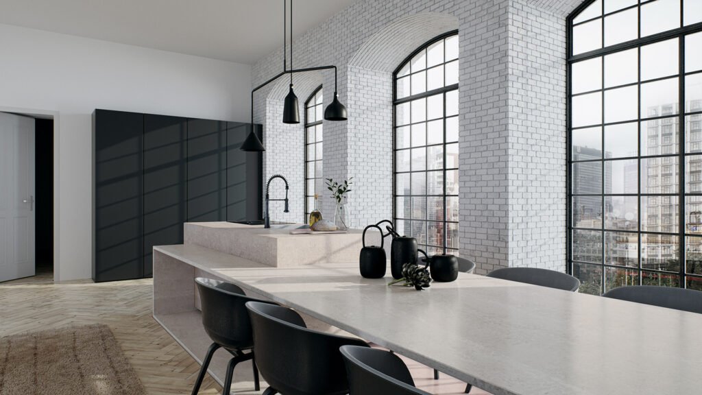 Contemporary Kitchen with quartz worktop installed in Doncaster